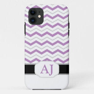 Grey & Purple Chevron Monogram iPhone 5 Case