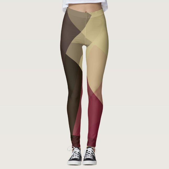 Grey Purple Modern Geometric Pattern Leggings (Front)