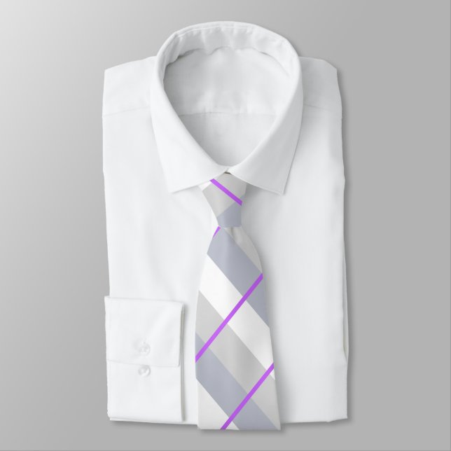 Grey/Purple Striped Tie (Tied)