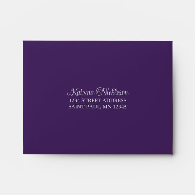 Grey, Purple Wedding A2 Size RSVP Envelope (Front)