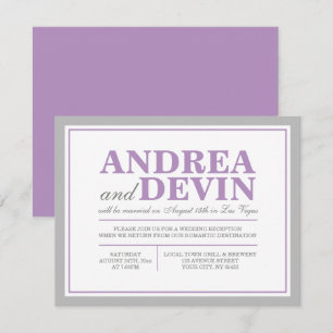 Grey & Purple Wedding Reception ONLY Invitations