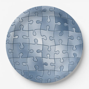 Grey puzzle paper plate
