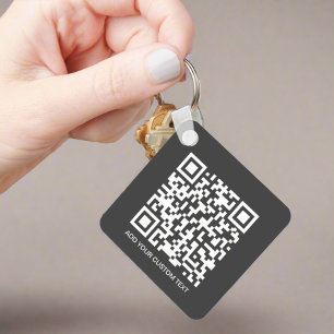 Grey QR Code Company Logo Corporate Promotion  Key Ring