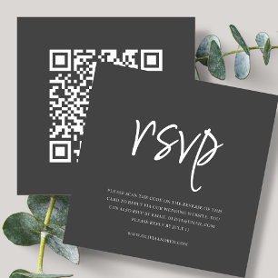 Grey QR Code Wedding RSVP Enclosure Card