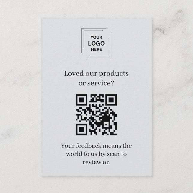 Grey QR Customer Rating Feedback Insert Card (Front)