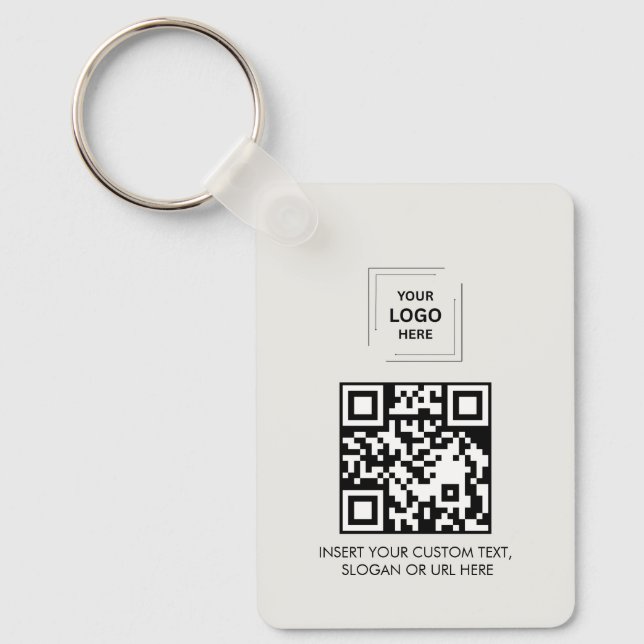Grey QR Logo Contact Share Professional Design Key Ring (Front)