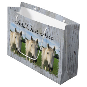 Grey Quarter Horse on Whitewashed Board Large Gift Bag