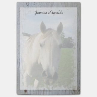 Grey Quarter Horse on Whitewashed Board Post-it Notes