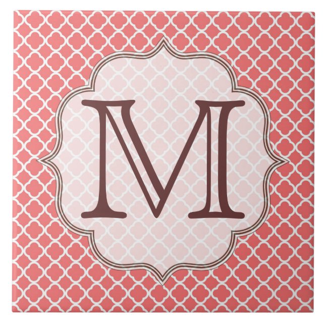 Grey Quarterfoil Latti Monogram Display Tile (Front)