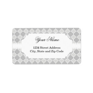 Grey Quatrefoil Pattern Label