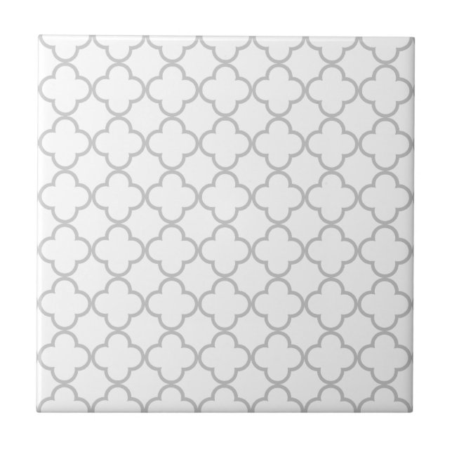 Grey Quatrefoil Pattern Tile (Front)