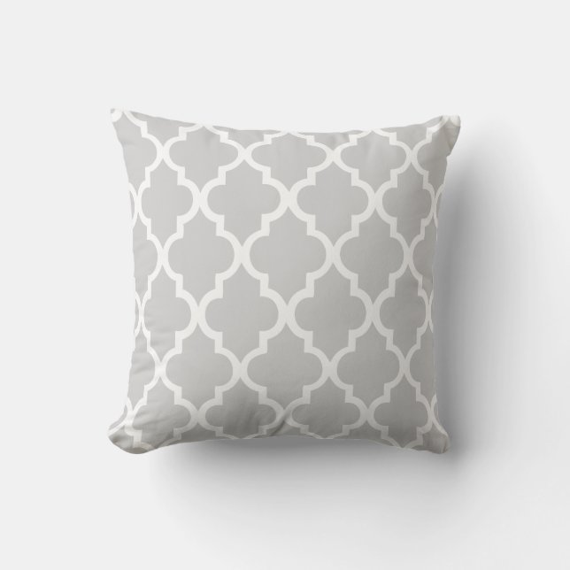 Grey Quatrefoil Tiles Pattern Cushion (Front)