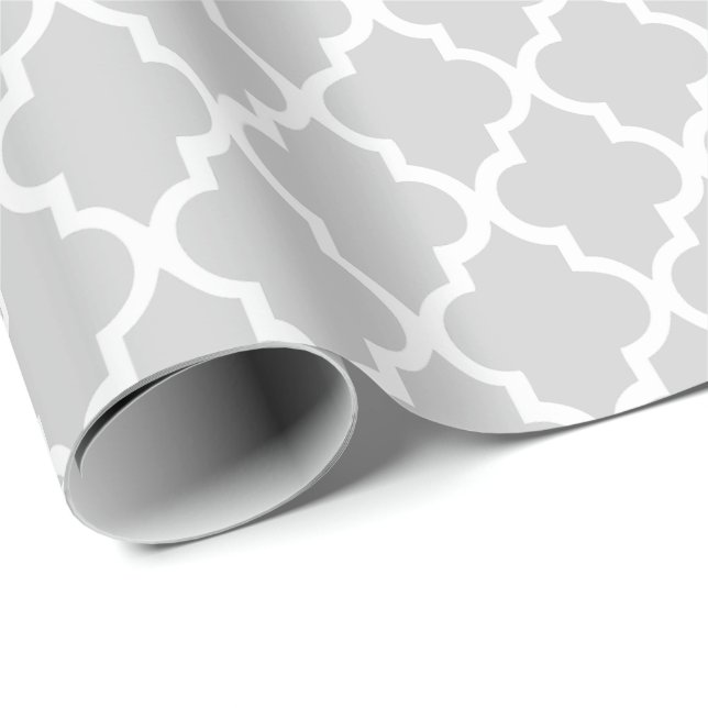 Grey Quatrefoil Tiles Pattern Wrapping Paper (Roll Corner)