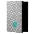 Grey Quatrefoil with Monogram Mint Vintage Frame