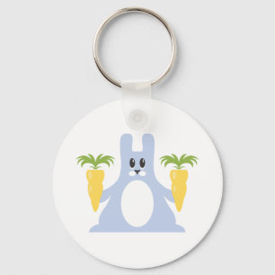 Grey Rabbit with Carrots Key Ring