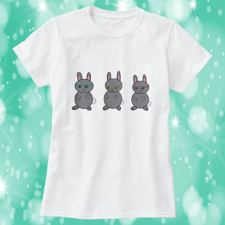 Grey Rabbits Wearing Glasses T-Shirt