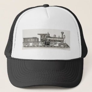 Grey Railroad Steam Engine Vintage Trucker Hat
