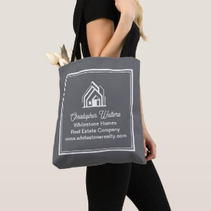 Grey Real Estate Company Personalized Realtor Tote Bag