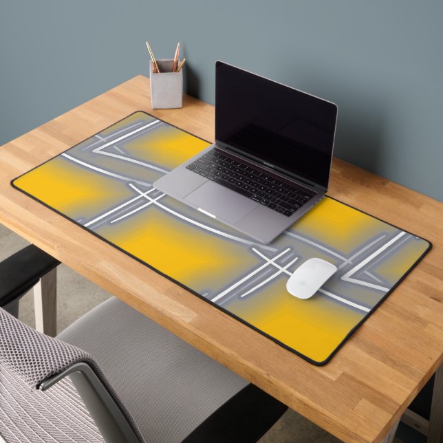 Grey Rectangular Abstract Art  Desk Mat (Office 2)