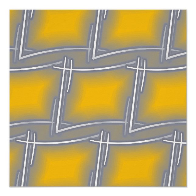 Grey Rectangular Abstract Art  Poster (Front)