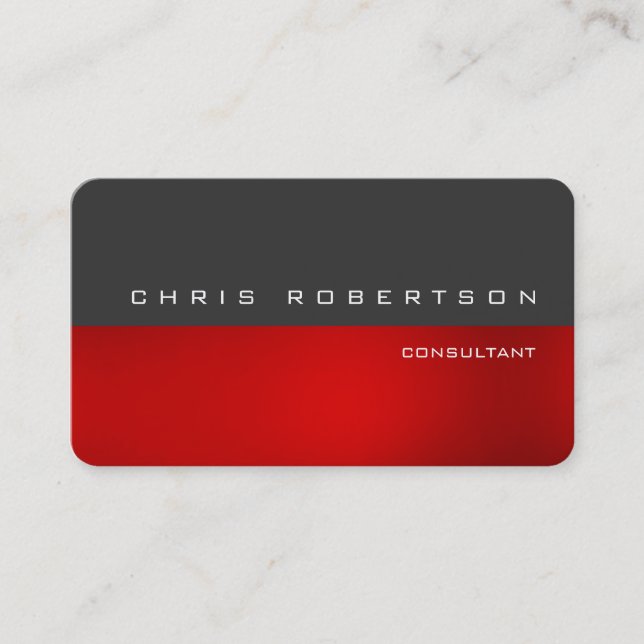 Grey Red Attractive Charming Business Card (Front)