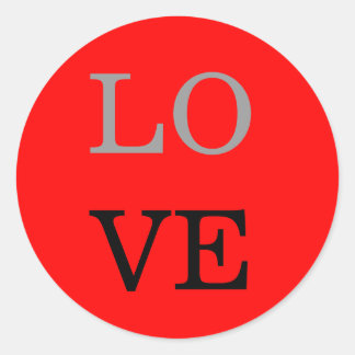 Grey Red Background Love Wedding Classic Round Sticker