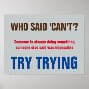Grey Red Blue Who Said Can't Quote Poster Print