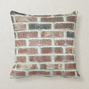 Grey Red Bricks Wall Background Brick Texture Cushion