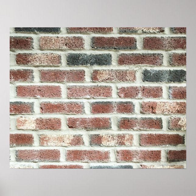 Grey Red Bricks Wall Background Brick Texture Poster (Front)
