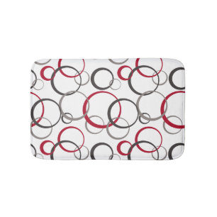 Grey Red Circles white Bath Mat