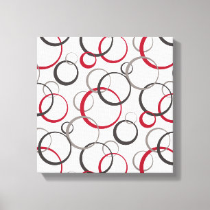 Grey Red Circles white Canvas Print