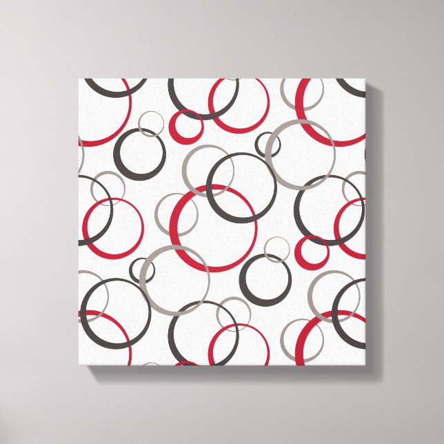 Grey Red Circles white Canvas Print (Front)