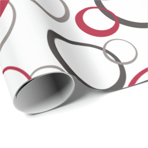Grey Red Circles white Wrapping Paper