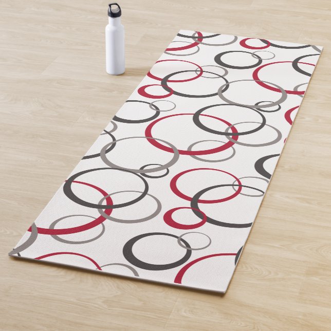 Grey Red Circles white Yoga Mat (In Situ)