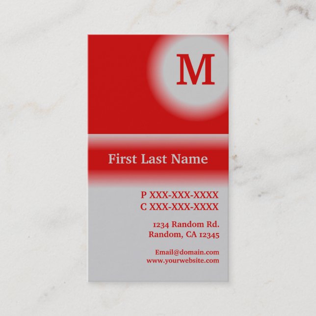 Grey red fade vertical business cards (Front)