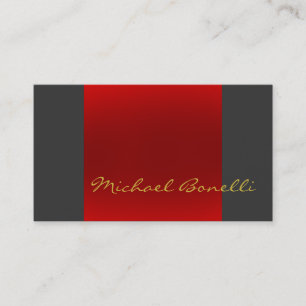 Grey Red Gold Colour Writing Script Business Card