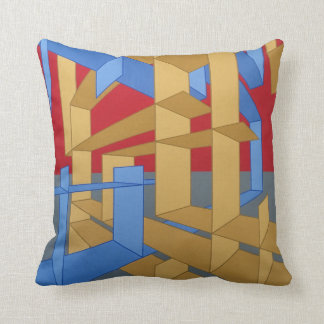 Grey, Red, Gold Throw Pillow