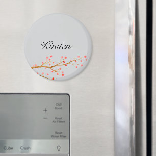 Grey Red Hearts Tree Magnet
