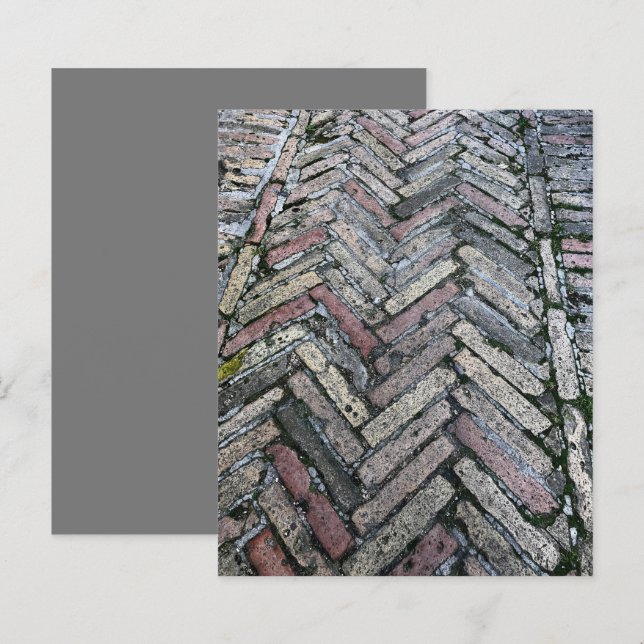 Grey Red Herringbone Pavers Scrapbook Paper (Front/Back)