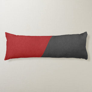 Grey & red leather geometric design body cushion