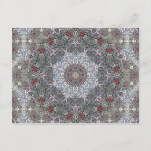 Grey & Red Mandala Postcard