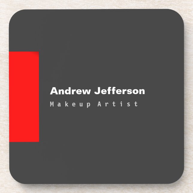 Grey Red Minimalist Modern Plain Remarkable Coaster (Front)