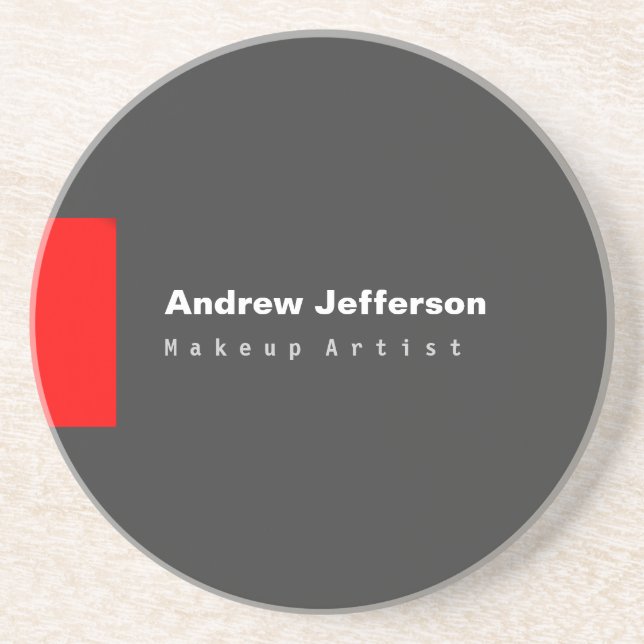 Grey Red Minimalist Modern Plain Remarkable Coaster (Front)