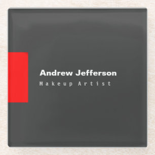 Grey Red Minimalist Modern Plain Remarkable Glass Coaster