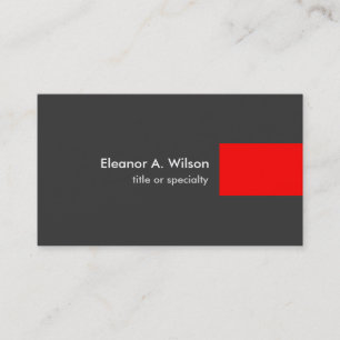 Grey Red Modern Unique Plain Trendy Professional Business Card