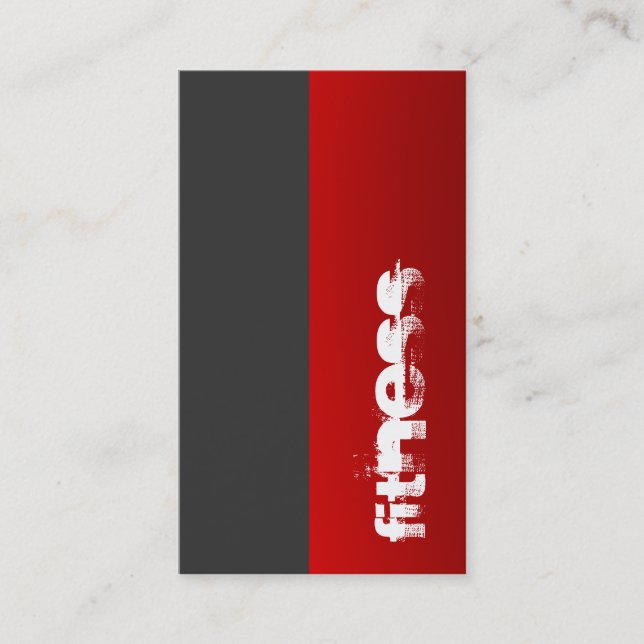 Grey Red Personal Trainer Business Card (Front)