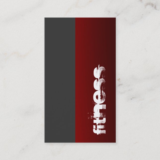 Grey Red Personal Trainer Fitness Business Card (Front)
