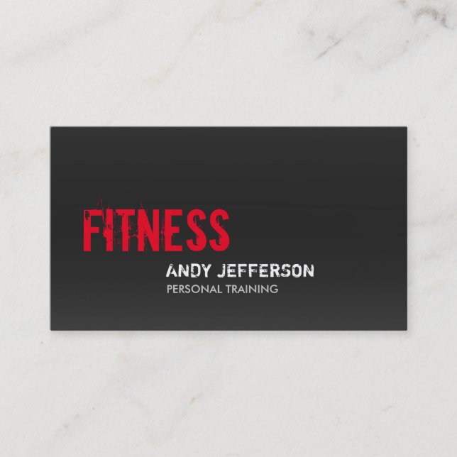 Grey Red Personal Trainer Sport Fitness Business Card (Front)