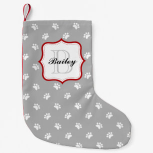 Grey Red Personalised Pet Name Christmas Small Christmas Stocking