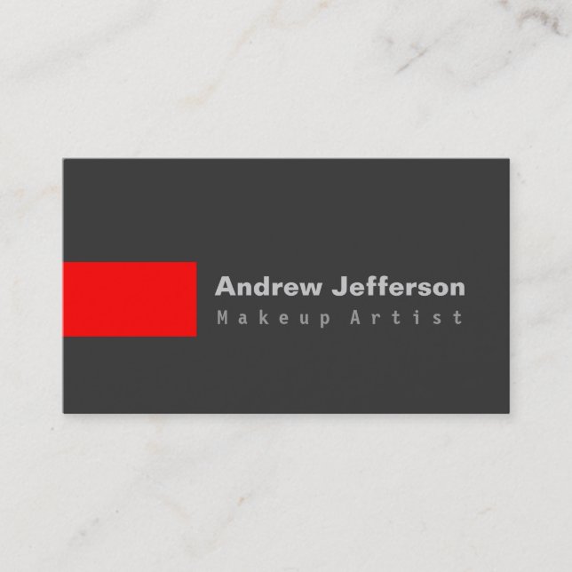Grey Red Professional Makeup Artist Business Card (Front)